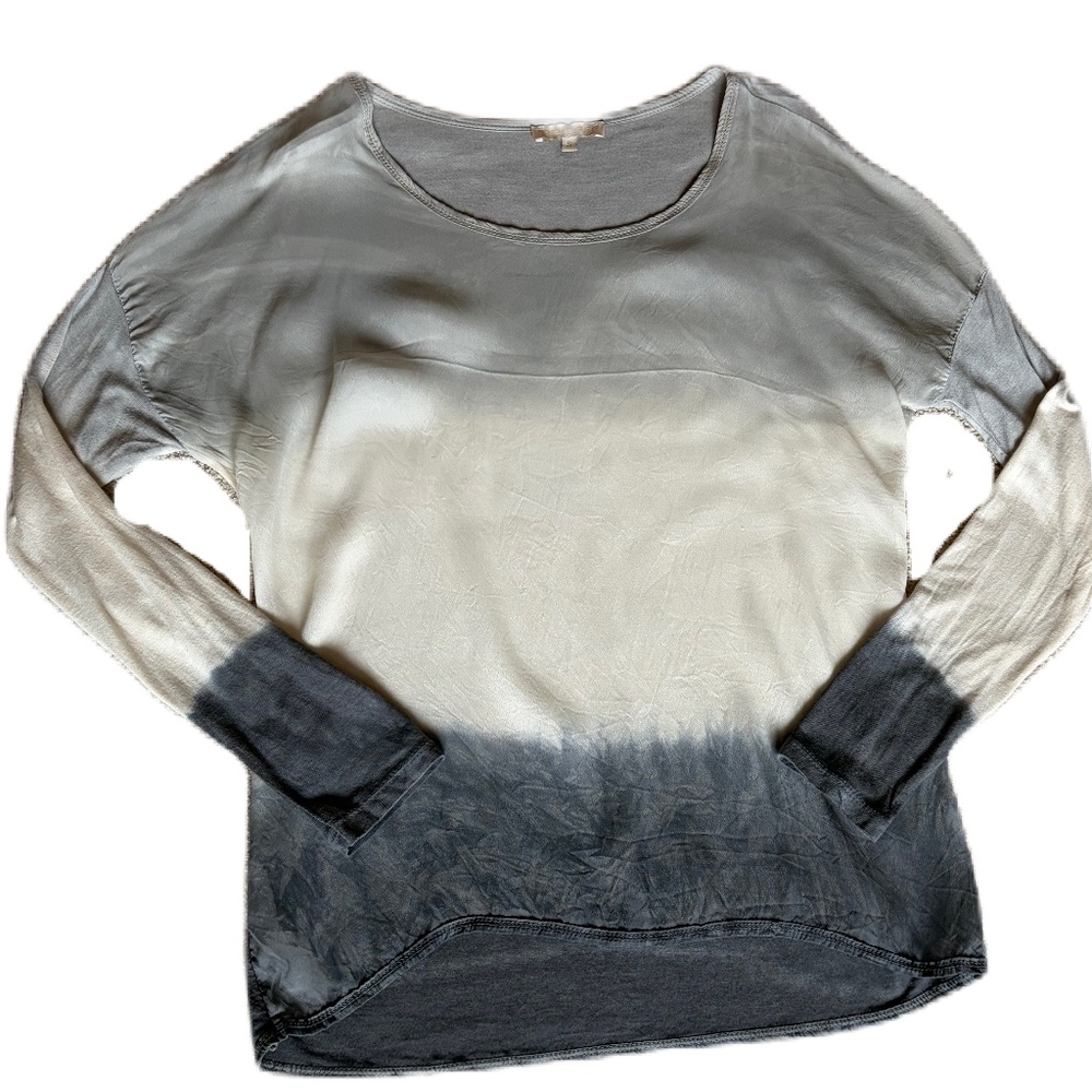 Prontomoda Giusy ombre top long sleeve tunic Small gray